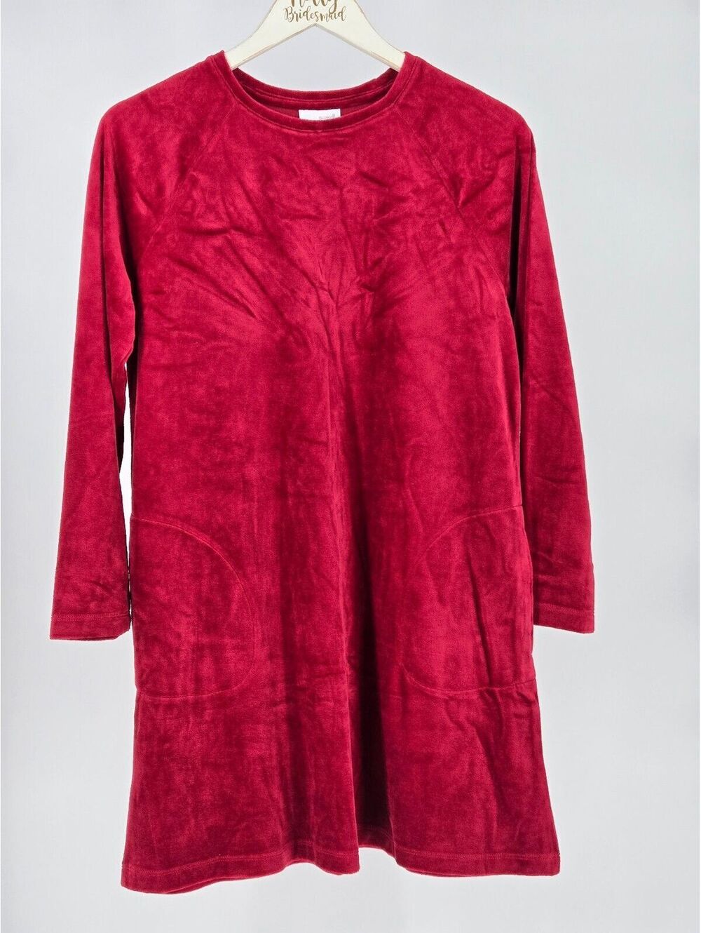 J.Jill Velour red trapeze dress with pockets romantic fairy grunge 90s velvet